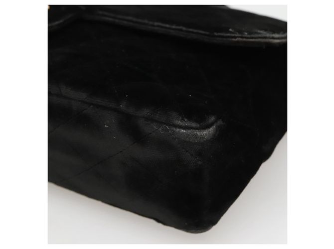 CHANEL Borsa a Mano Matelassé Velluto Nero Oro CC Auth MX239 D'oro - vista 9