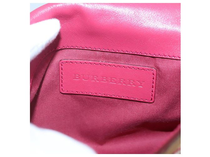 Borsa a spalla Burberry Nova Check PVC rosa beige oro Auth KD447 D'oro - vista 10