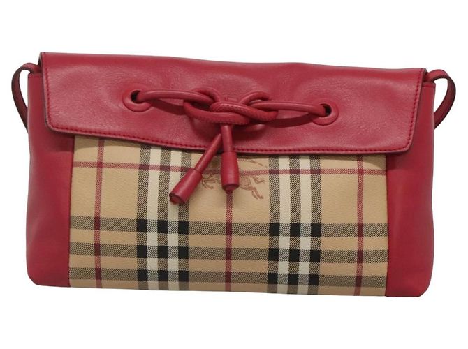 Borsa a spalla Burberry Nova Check PVC rosa beige oro Auth KD447 D'oro - vista 13