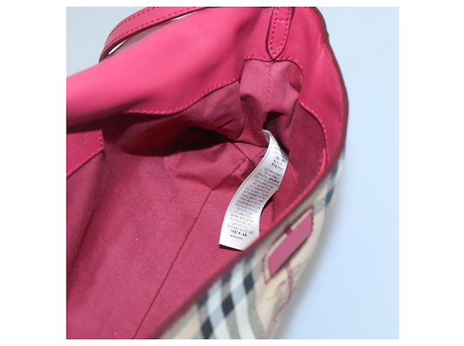 Borsa a spalla Burberry Nova Check PVC rosa beige oro Auth KD447 D'oro - vista 17