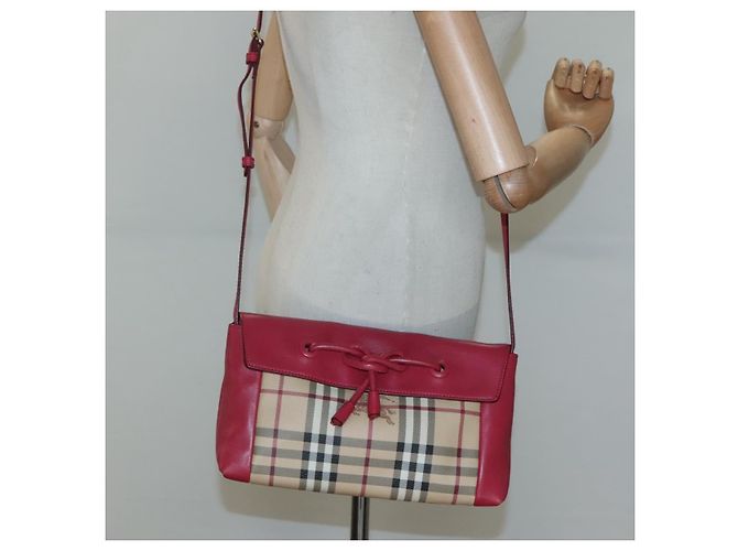 Borsa a spalla Burberry Nova Check PVC rosa beige oro Auth KD447 D'oro - vista 19