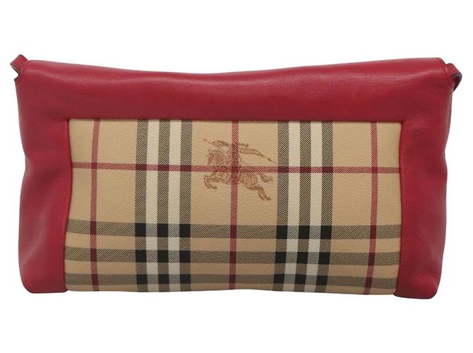 Borsa a spalla Burberry Nova Check PVC rosa beige oro Auth KD447 D'oro - vista 2