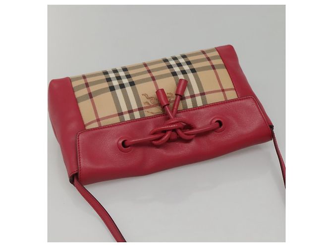 Borsa a spalla Burberry Nova Check PVC rosa beige oro Auth KD447 D'oro - vista 6