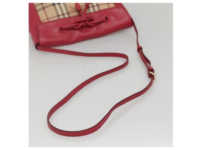 Borsa a spalla Burberry Nova Check PVC rosa beige oro Auth KD447 D'oro - vista 7