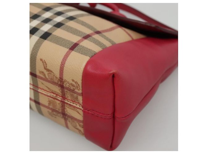 Borsa a spalla Burberry Nova Check PVC rosa beige oro Auth KD447 D'oro - vista 9