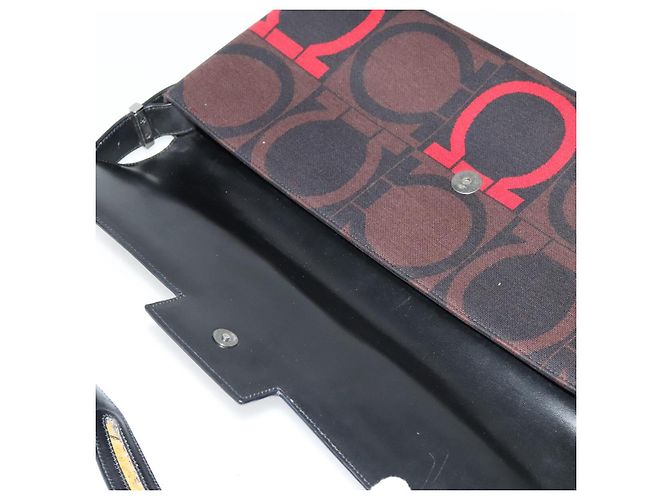 Borsa Gancini in tela e pelle nera argento di Salvatore Ferragamo Auth bs24330 Nero - vista 10
