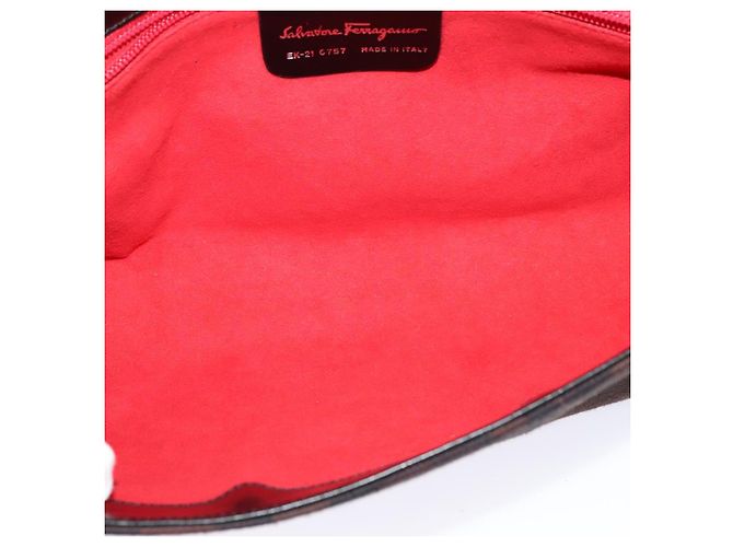 Borsa Gancini in tela e pelle nera argento di Salvatore Ferragamo Auth bs24330 Nero - vista 11