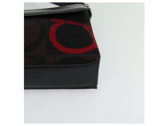 Borsa Gancini in tela e pelle nera argento di Salvatore Ferragamo Auth bs24330 Nero - vista 14