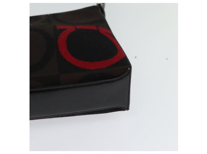 Borsa Gancini in tela e pelle nera argento di Salvatore Ferragamo Auth bs24330 Nero - vista 16
