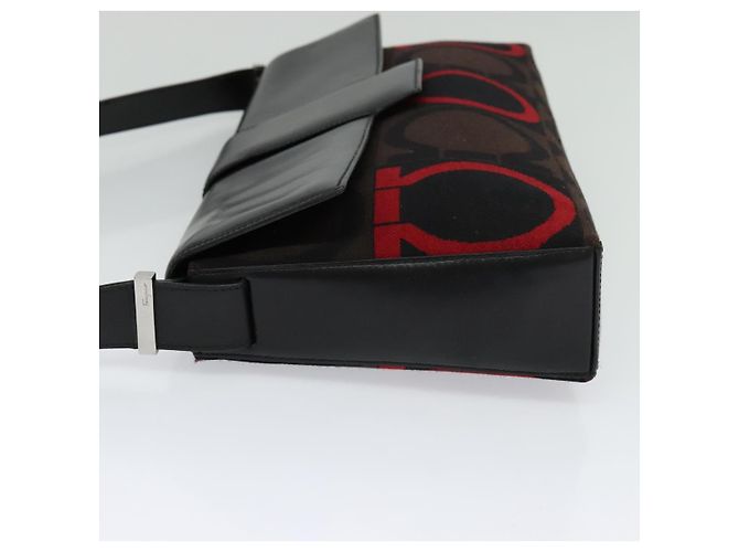 Borsa Gancini in tela e pelle nera argento di Salvatore Ferragamo Auth bs24330 Nero - vista 3