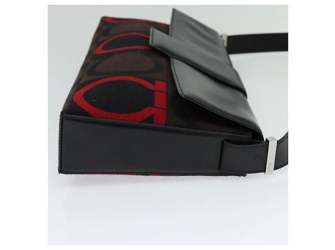 Borsa Gancini in tela e pelle nera argento di Salvatore Ferragamo Auth bs24330 Nero - vista 4