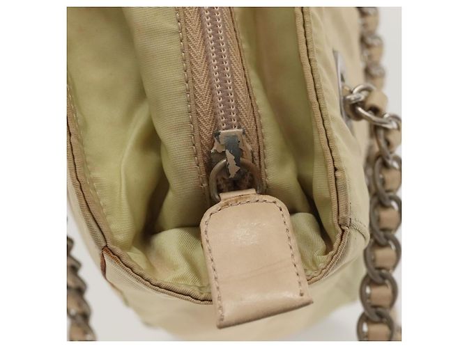 PRADA Borsa a Spalla con Catena in Nylon Beige Auth BD1635 - vista 10