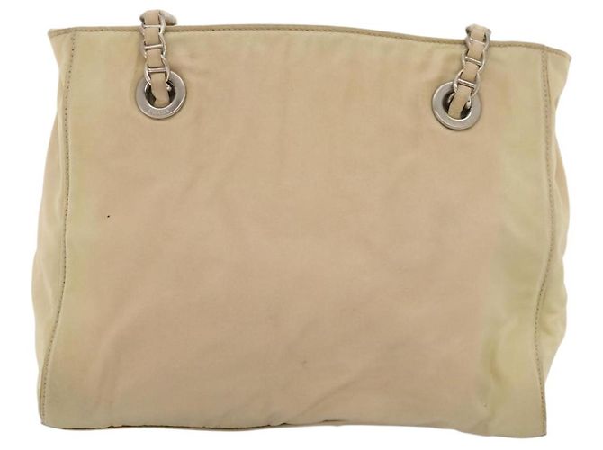 PRADA Borsa a Spalla con Catena in Nylon Beige Auth BD1635 - vista 2