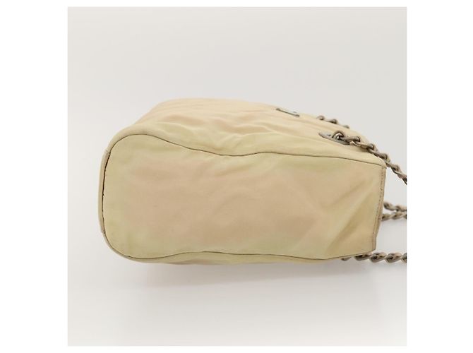 PRADA Borsa a Spalla con Catena in Nylon Beige Auth BD1635 - vista 3