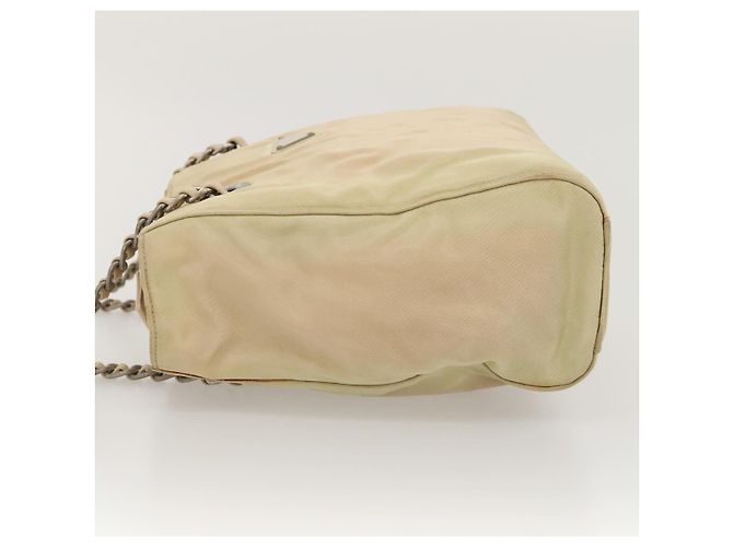 PRADA Borsa a Spalla con Catena in Nylon Beige Auth BD1635 - vista 4