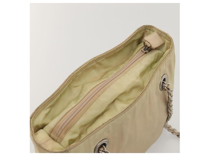 PRADA Borsa a Spalla con Catena in Nylon Beige Auth BD1635 - vista 6