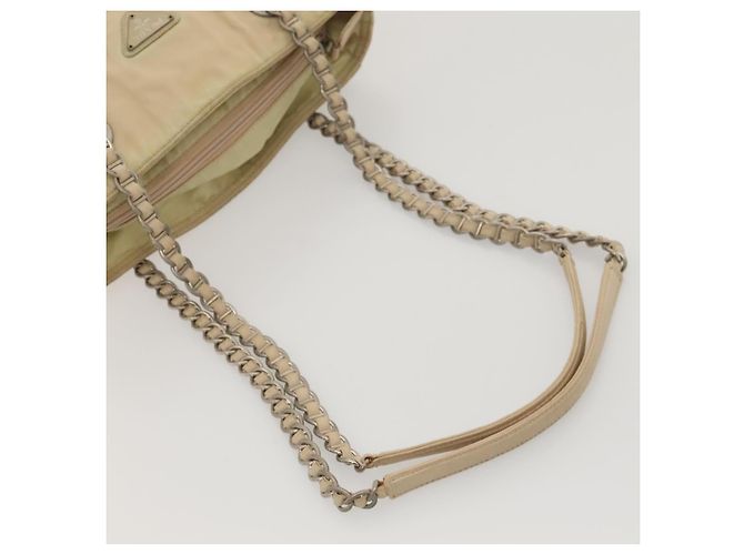 PRADA Borsa a Spalla con Catena in Nylon Beige Auth BD1635 - vista 7