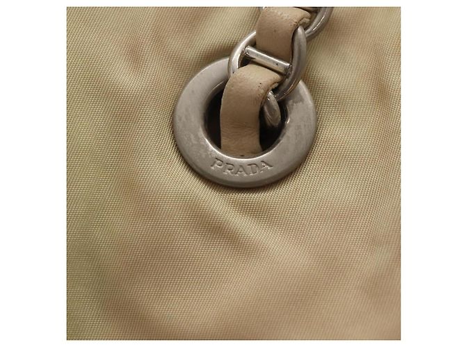 PRADA Borsa a Spalla con Catena in Nylon Beige Auth BD1635 - vista 9