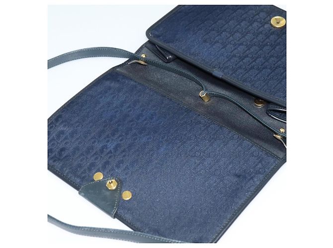Borsa a spalla in tela Trotter Christian Dior blu navy oro Auth ep8528 D'oro - vista 10