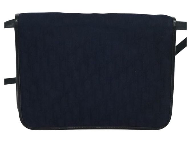 Borsa a spalla in tela Trotter Christian Dior blu navy oro Auth ep8528 D'oro - vista 2