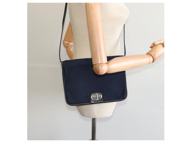 Borsa a spalla in tela Trotter Christian Dior blu navy oro Auth ep8528 D'oro - vista 21