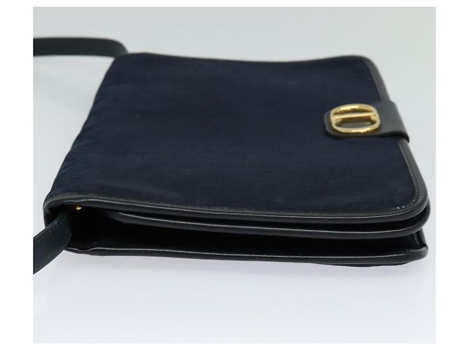Borsa a spalla in tela Trotter Christian Dior blu navy oro Auth ep8528 D'oro - vista 3