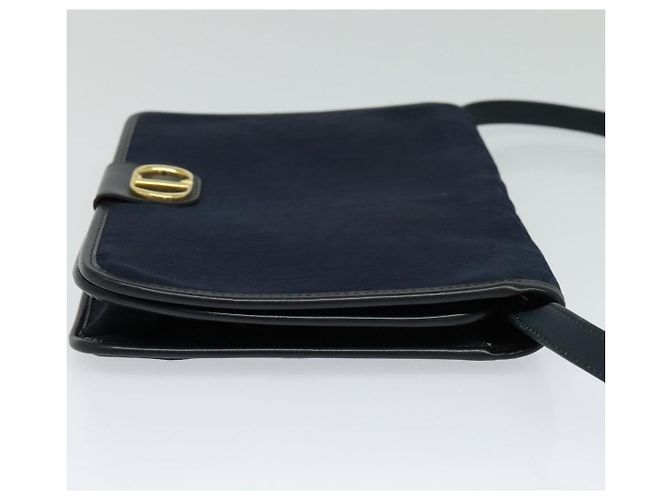 Borsa a spalla in tela Trotter Christian Dior blu navy oro Auth ep8528 D'oro - vista 4