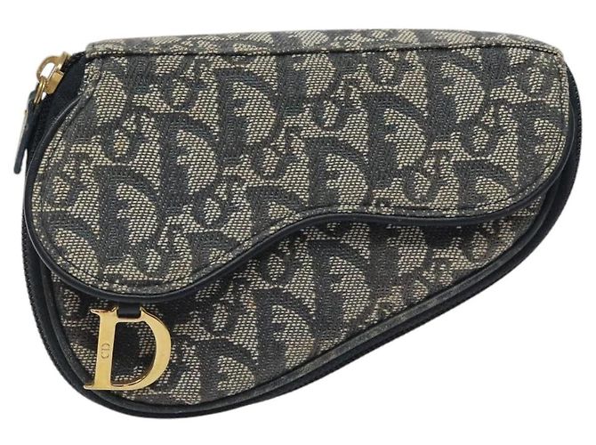 Pochete em lona Trotter Christian Dior azul marinho Auth MX016 - vista 13