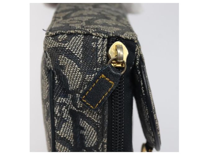 Pochete em lona Trotter Christian Dior azul marinho Auth MX016 - vista 9