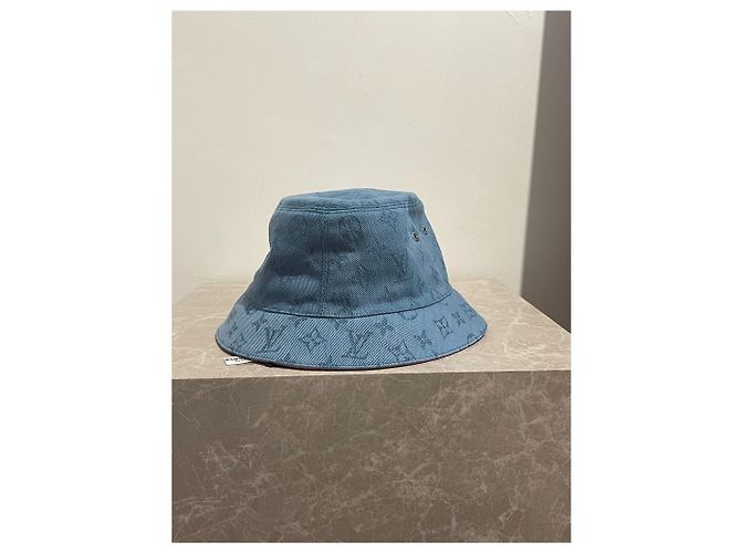 Bucket LOUIS VUITTON Cappelli T.International S Cotone Blu - vista 2