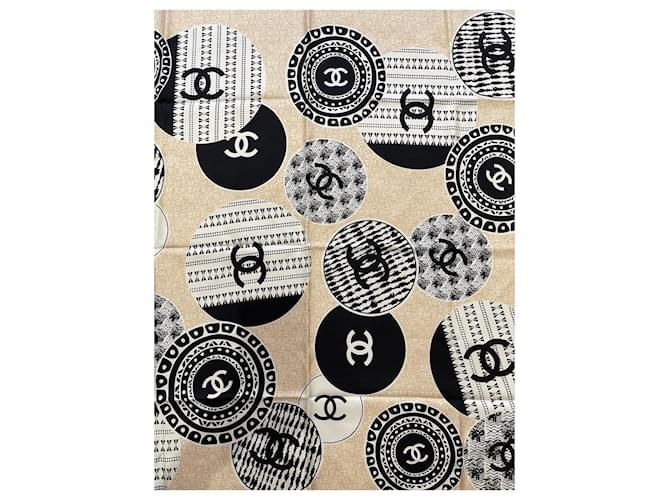 Foulard CHANEL T. Seta Beige - vista 2