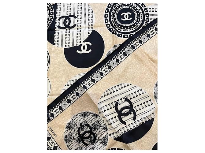 Foulard CHANEL T. Seta Beige - vista 5