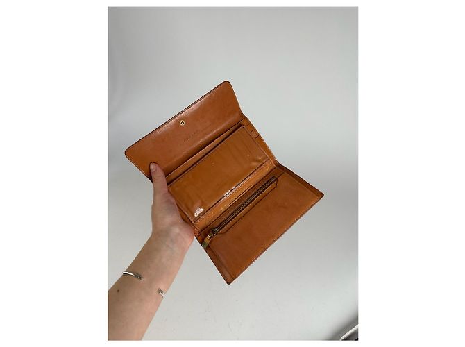 Céline Vintage Celine Triomphe Leather Monogram Wallet Brown - view 11