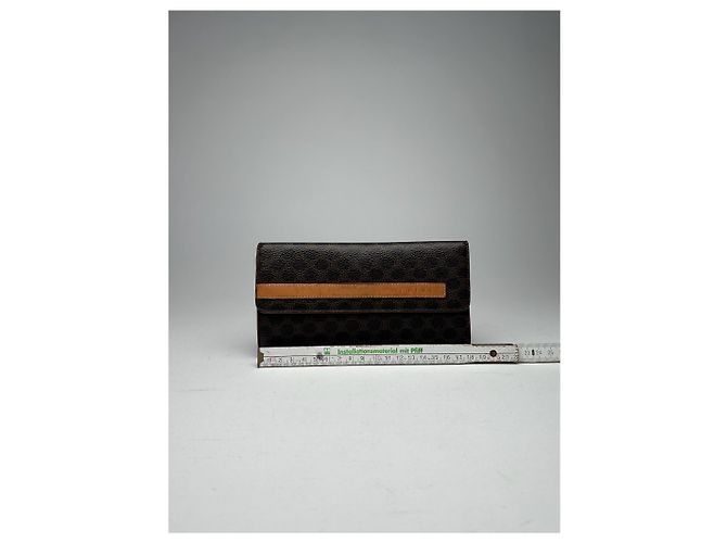 Céline Vintage Celine Triomphe Leather Monogram Wallet Brown - view 7
