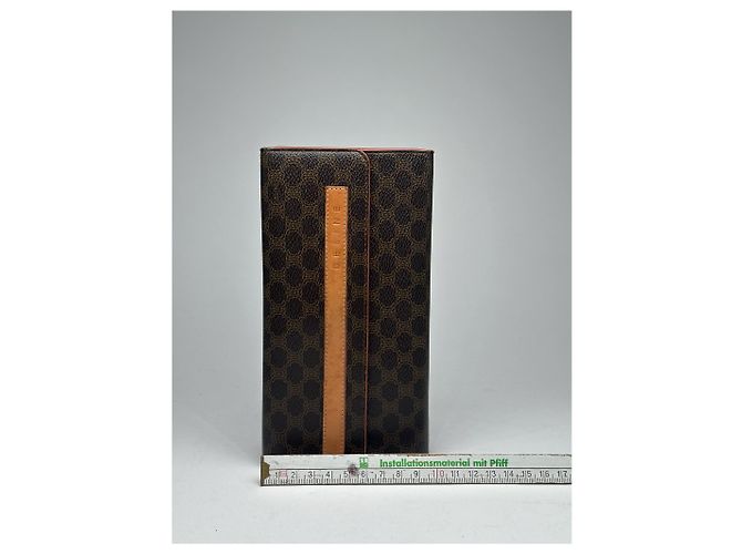 Céline Vintage Celine Triomphe Leather Monogram Wallet Brown - view 8