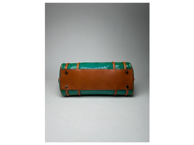 Céline Borsa da viaggio in pelle verniciata vintage Celine Paris verde / marrone - vista 8