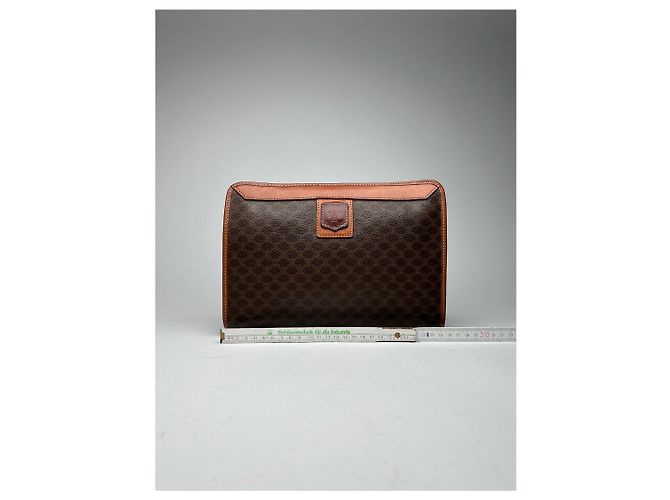 Céline Clutch in pelle vintage Celine Paris monogramma Triomphe marrone - vista 9