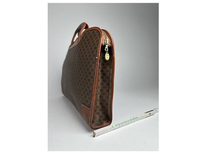 Céline Valigetta in pelle monogramma vintage Celine Paris marrone - vista 10