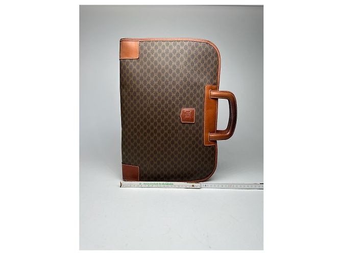 Céline Valigetta in pelle monogramma vintage Celine Paris marrone - vista 11