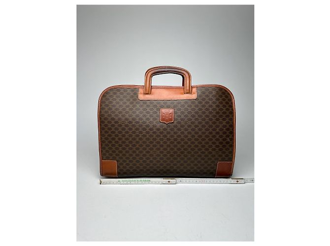 Céline Valigetta in pelle monogramma vintage Celine Paris marrone - vista 12