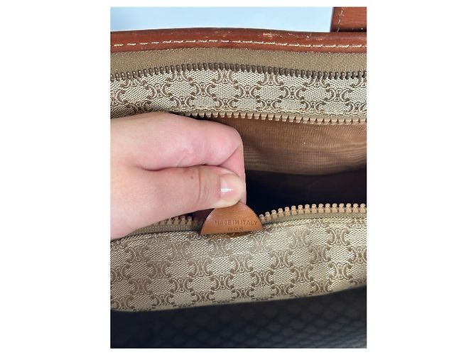 Céline Valigetta in pelle monogramma vintage Celine Paris marrone - vista 3