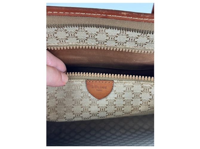 Céline Valigetta in pelle monogramma vintage Celine Paris marrone - vista 4