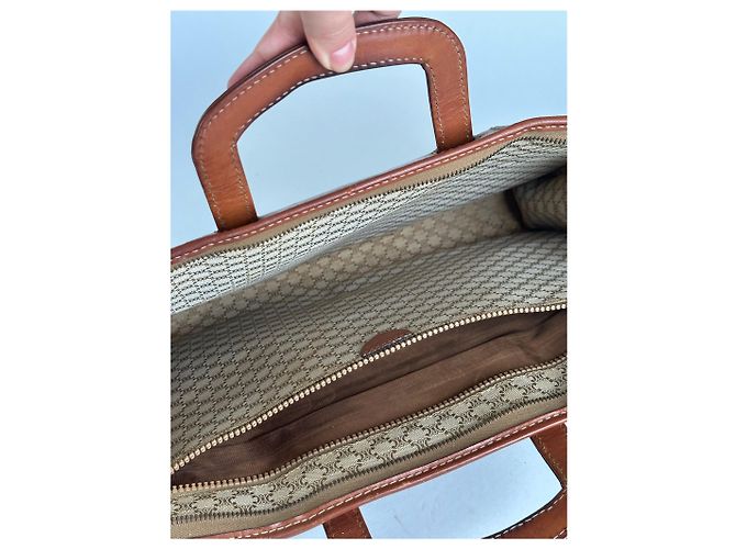 Céline Valigetta in pelle monogramma vintage Celine Paris marrone - vista 5