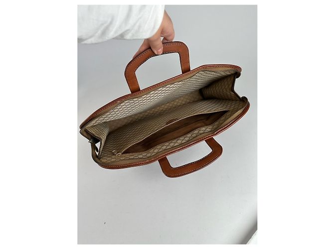 Céline Valigetta in pelle monogramma vintage Celine Paris marrone - vista 6
