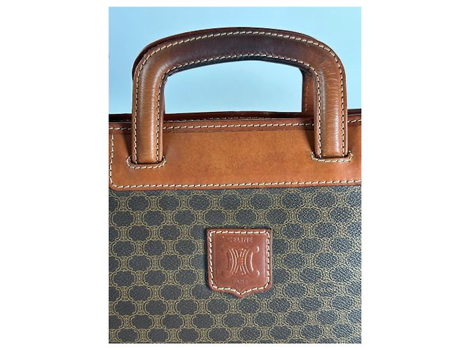 Céline Valigetta in pelle monogramma vintage Celine Paris marrone - vista 8