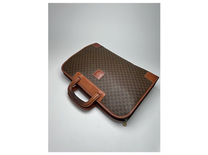Céline Valigetta in pelle monogramma vintage Celine Paris marrone - vista 9