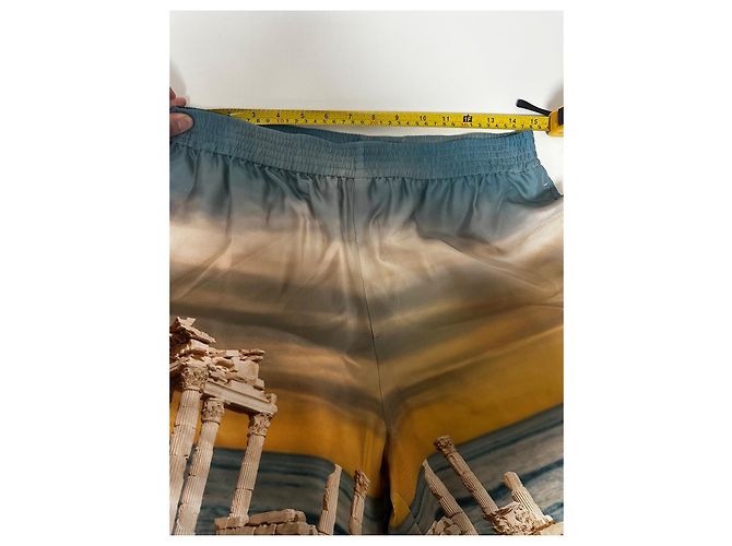 Pantaloncini in seta Versace Temple Multicolore Caramello Turchese - vista 11