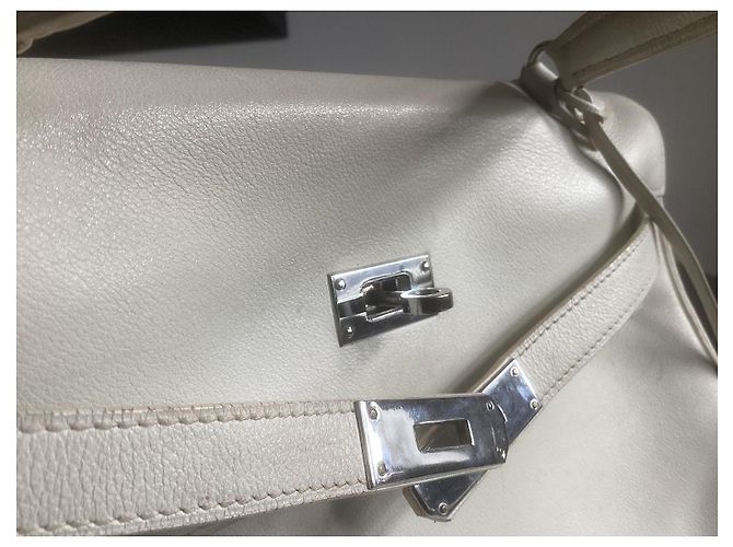 Hermès, borsa Kelly, retourne, 32 in pelle bianca Bianco - vista 11
