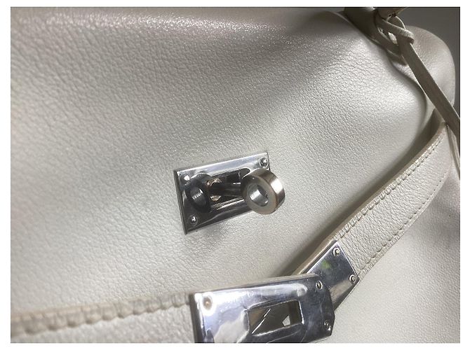 Hermès, borsa Kelly, retourne, 32 in pelle bianca Bianco - vista 12