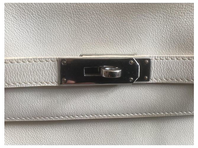 Hermès, borsa Kelly, retourne, 32 in pelle bianca Bianco - vista 13